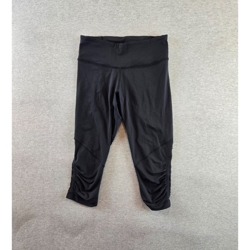Lululemon Run: For Your Life Crop Capri‎ Pant Womens 4 Black Ruched Leg Gym